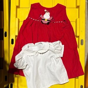 Festive Red and White Kids Dress Set